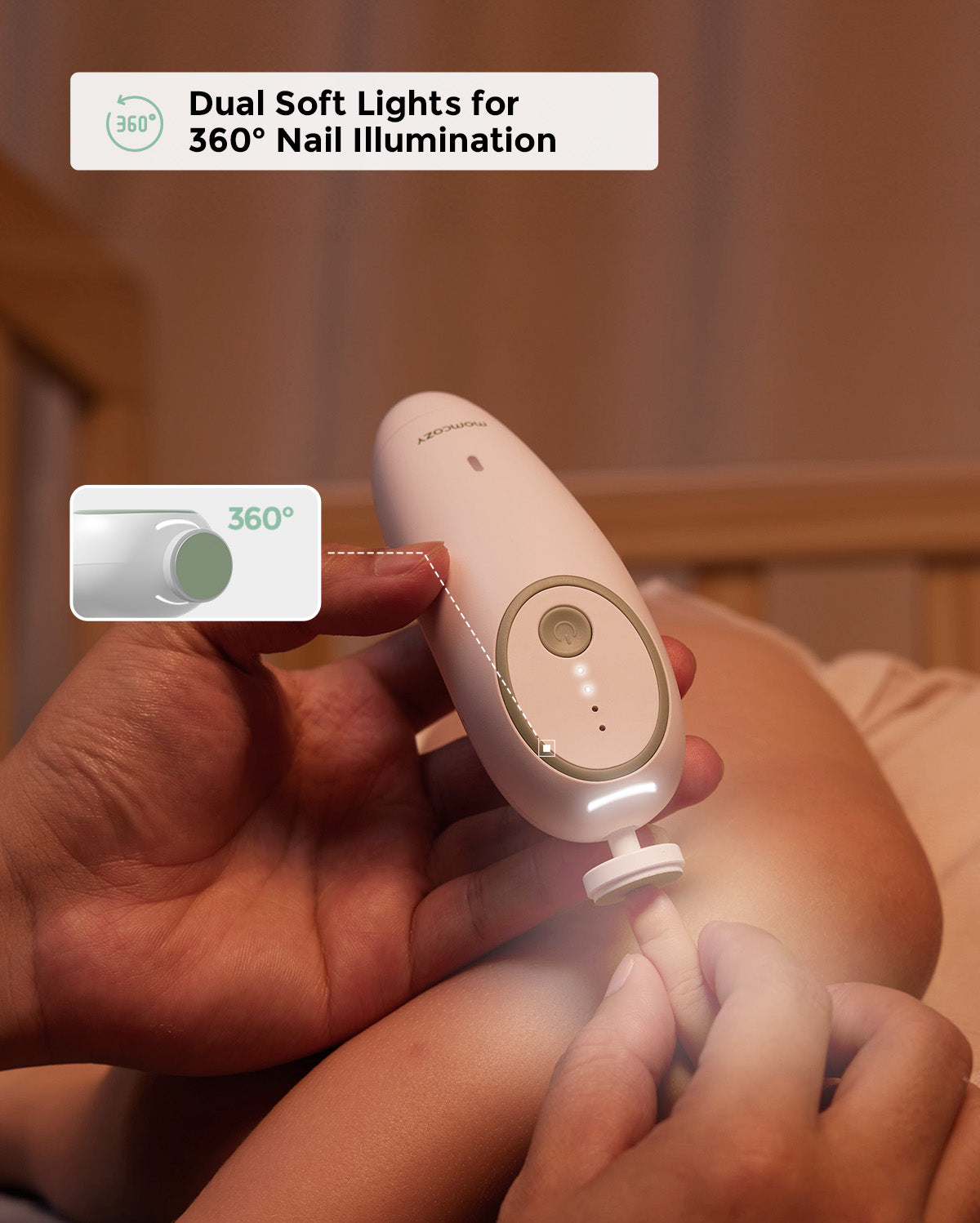 Momcozy Electric Baby Nail File: LED Light & Low Noise | SEA